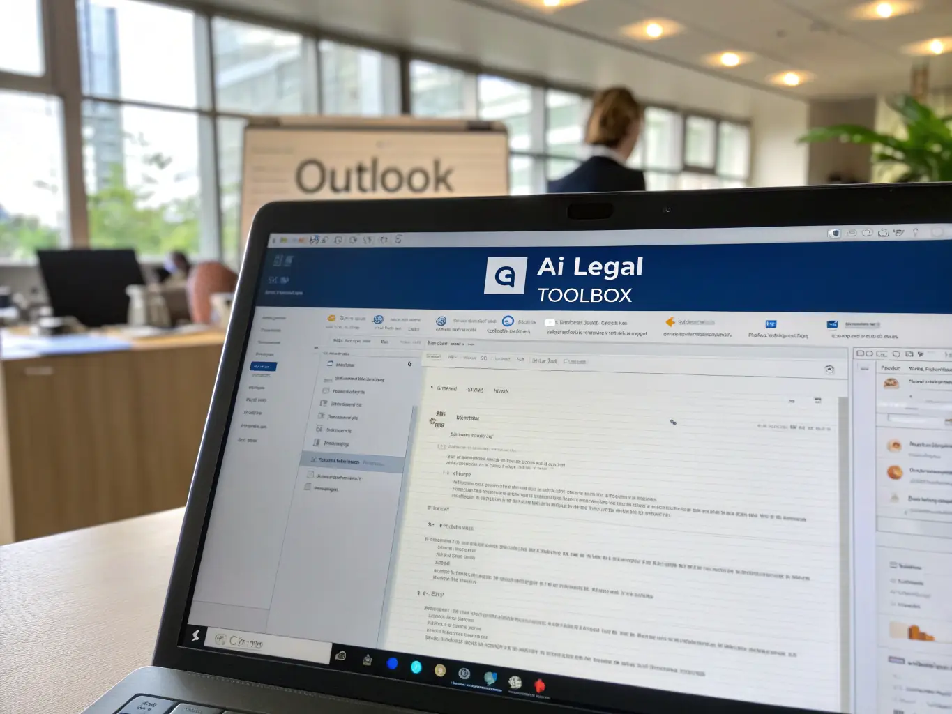 An AI email agent automatically sorting and prioritizing legal emails in a law firm's inbox. The AI is depicted as efficiently managing a large volume of emails, ensuring timely communication.